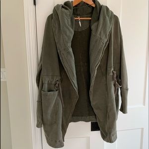 Free people olive baggy hoodie